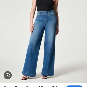 SPANX Blue Flare Wide Leg Jeans